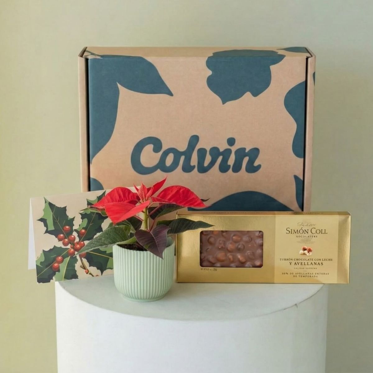 Pack Natal: Mini Poinsettia com Chocolate e Cartão