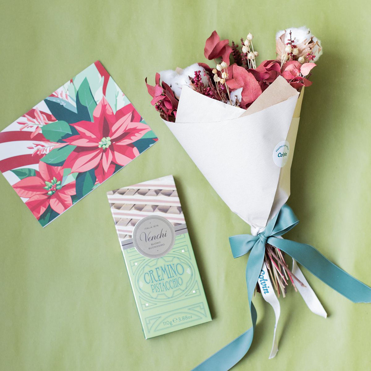 Pack Natal: Mini Ramo com Chocolate e Cartão