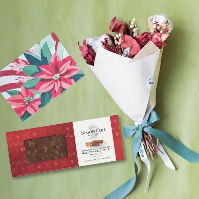 Pack Navidad: Mini Ramo con Chocolate y Tarjeta